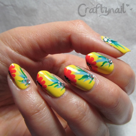 brazil floral nailart